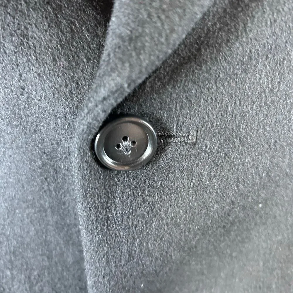 Jos A Bank 42R Large Black Wool Blend Executive Button Front Overcoat Coat